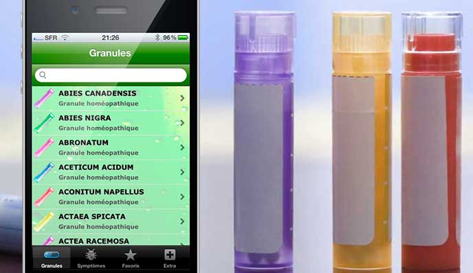 Application guide homéopathique
